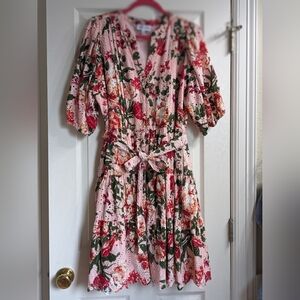 Gibson Latimer Pink and Green Floral Top, XL, EUC